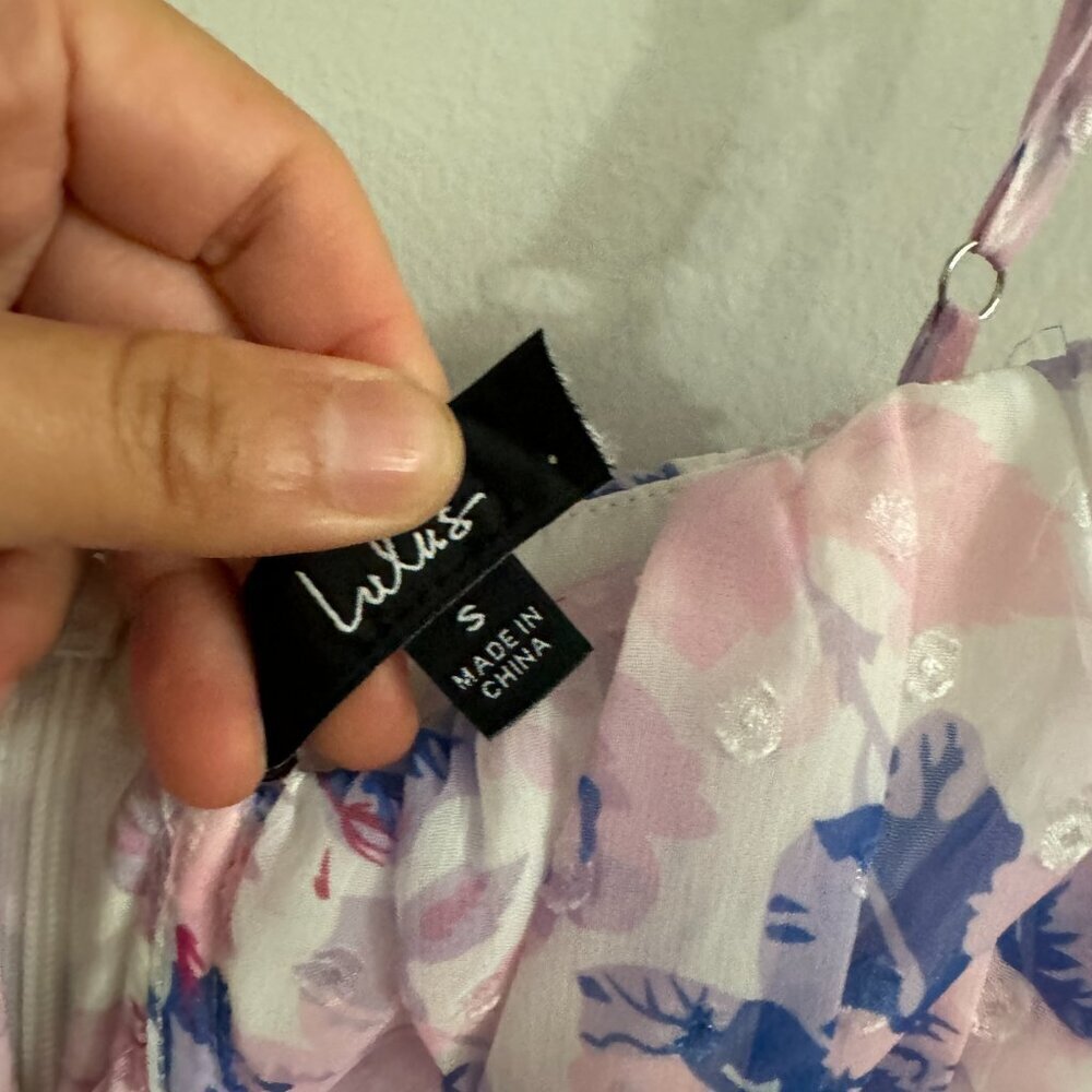 🦋 NWOT LULUS Total Darling Pink Multi Floral Print Notched Bustier Maxi Dress - Picture 4 of 5